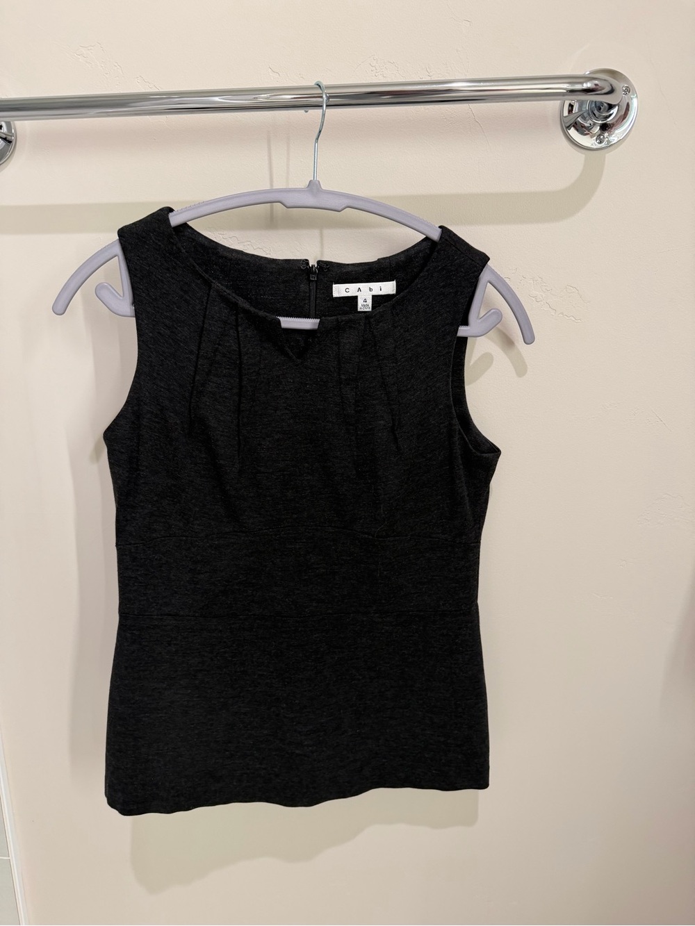 CAbi Sleeveless Grey Knit Shell Top